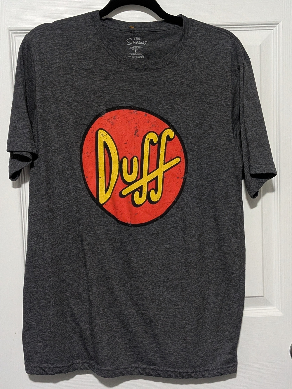 The Simpsons Duff Logo Tee - Charcoal with Red & Yellow Graphic